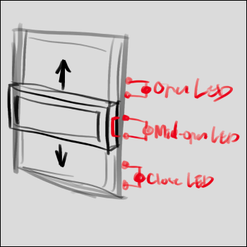 Sliding-window that lights up different lights when at a different position
