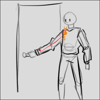 Similar concept to previous, though with the LED closer to your chest and with the open-circuit area closer to the end of the sleeve