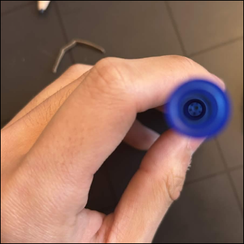 Near the bottom of the pen is actually where the specially shaped ridges are, which is where part of the inkwell interlocks with in order to go with the whole mechanism. I would've tried using this if it weren't for the fact that plastic is surprisingly hard to cut through